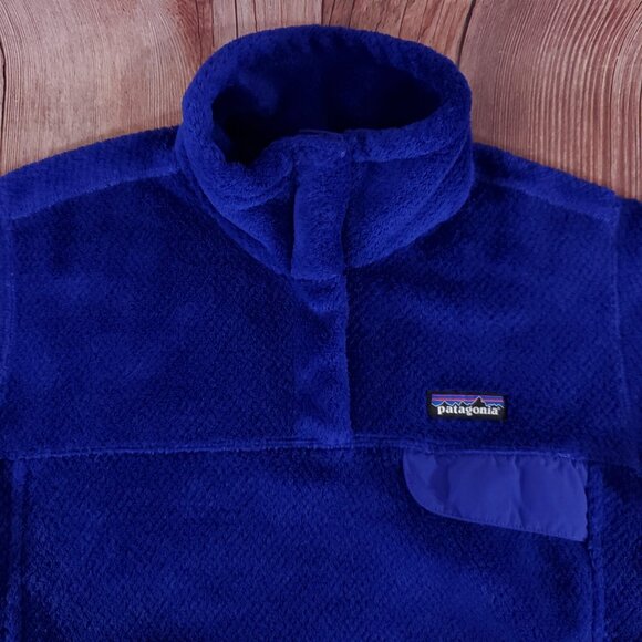 *FLAW* Patagonia Womens Size Medium Re-Tool Snap-T Pullover Sweater Blue 25442 - Picture 7 of 13